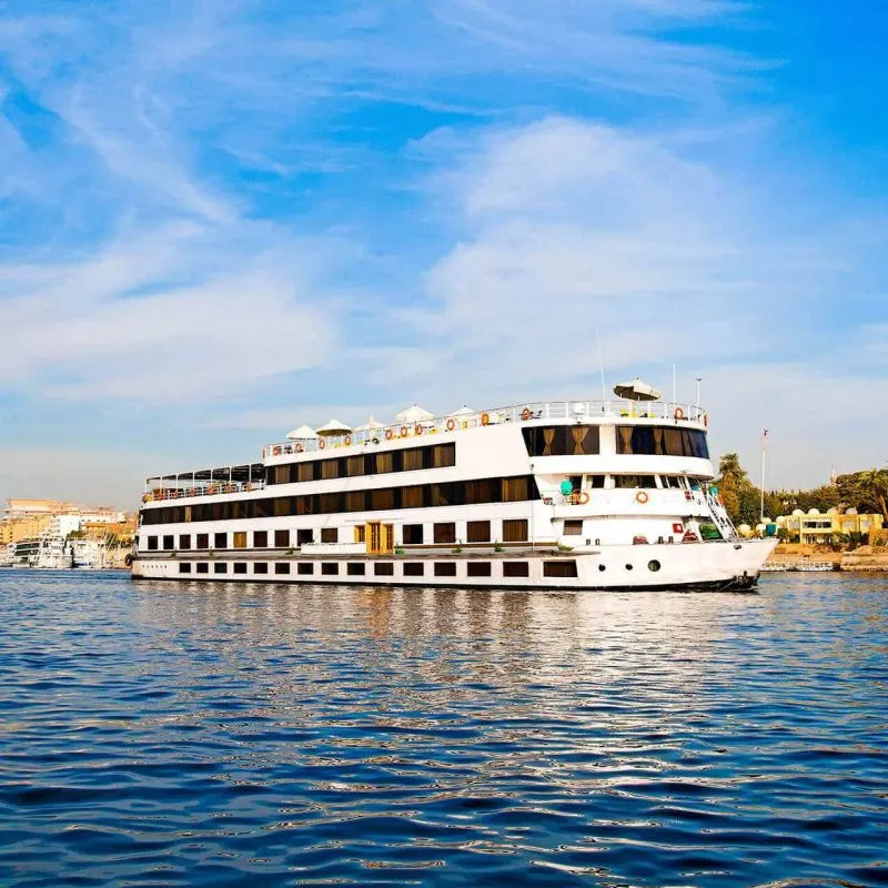 Luxury Nile Cruise ship sailing during 8-Day New Year Nile Cruise Egypt travel package